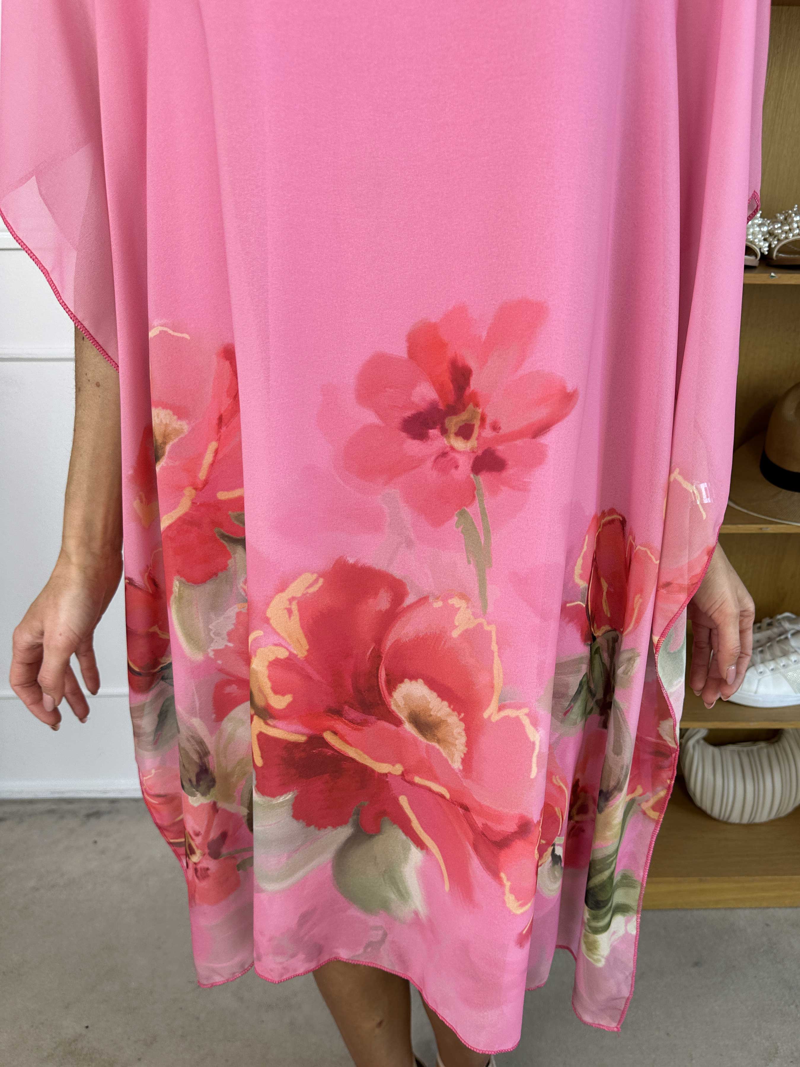 Mirabella - Tunikakjole med chiffonlag og underkjole i viskose